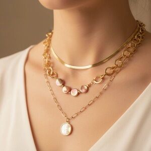 Elegant Gold Layered Necklace Set